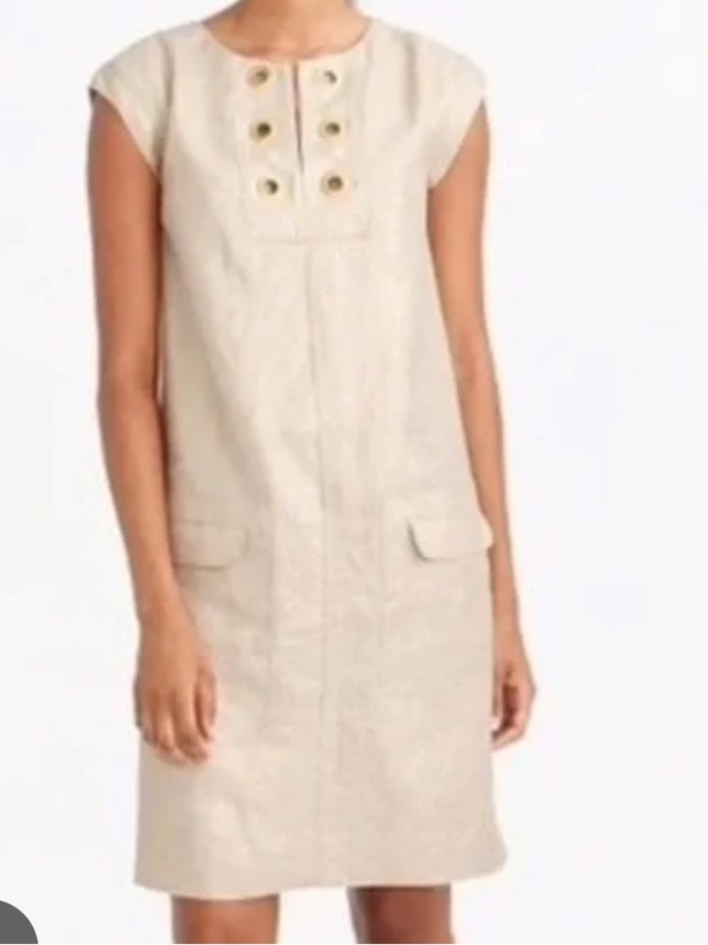 J. Crew Gold Metallic Linen Shift Dress size 4
